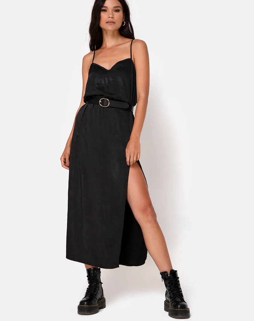 Batis Maxi Dress in Satin Black