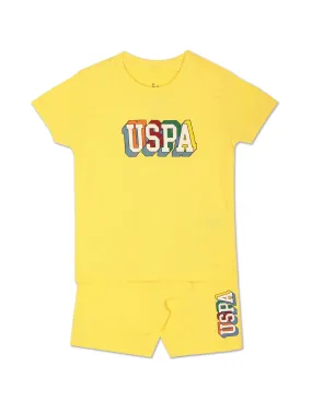 Boys Printed T-Shirt And Shorts Set