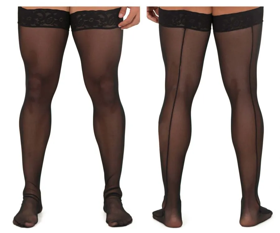 CandyMan 99533 Mesh Thigh Highs Color Black