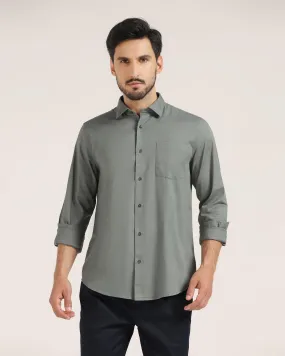 Casual Olive Solid Shirt - Creta