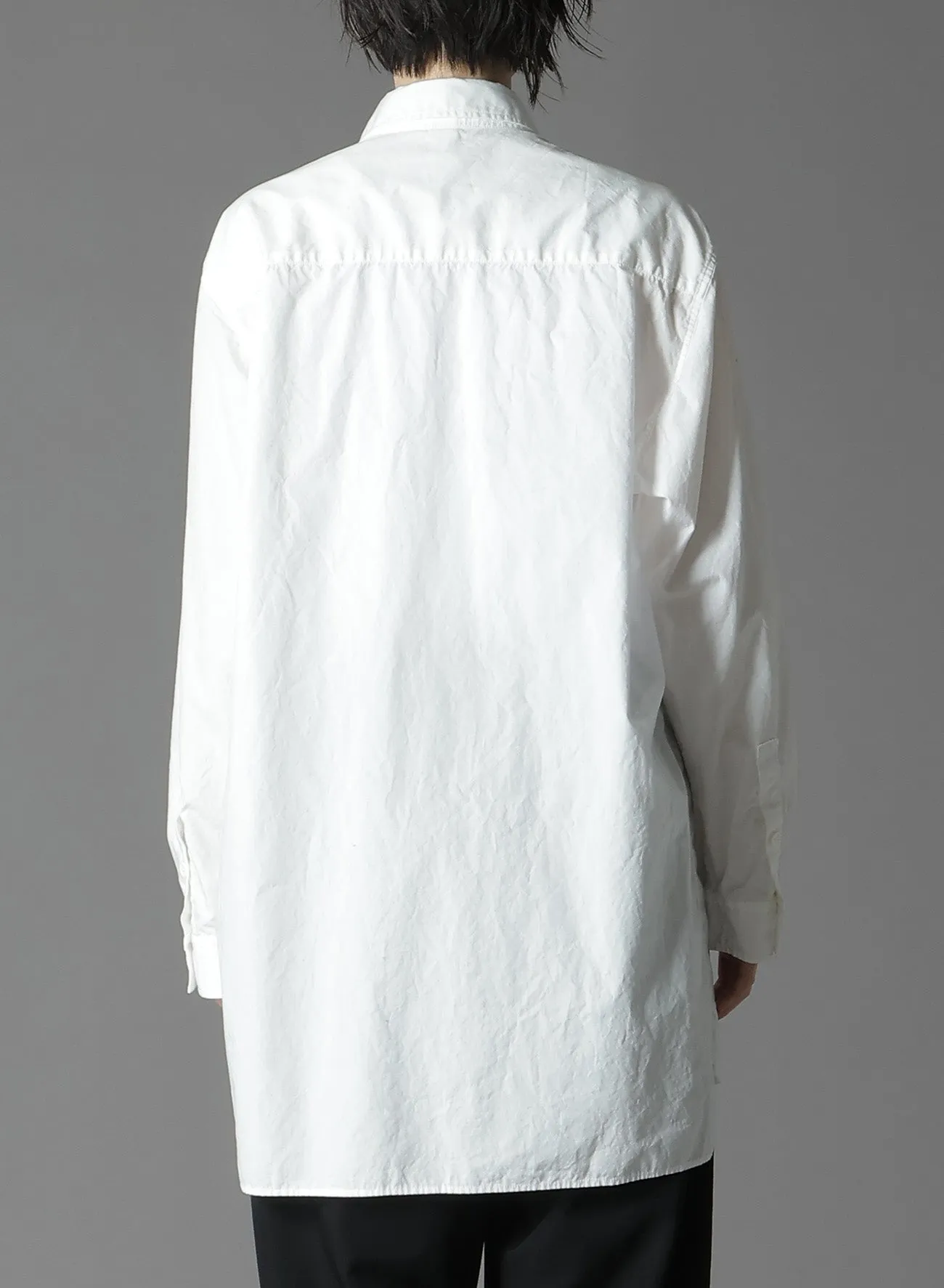 COTTON BROAD SHIRT WITH FULLED WOOL GAUZE POCKETS