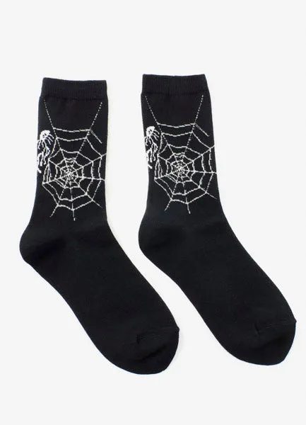 COTTON PLAIN STITCH SPIDER WEB SOCKS