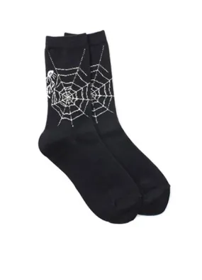 COTTON PLAIN STITCH SPIDER WEB SOCKS