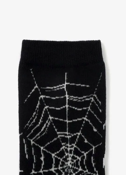 COTTON PLAIN STITCH SPIDER WEB SOCKS