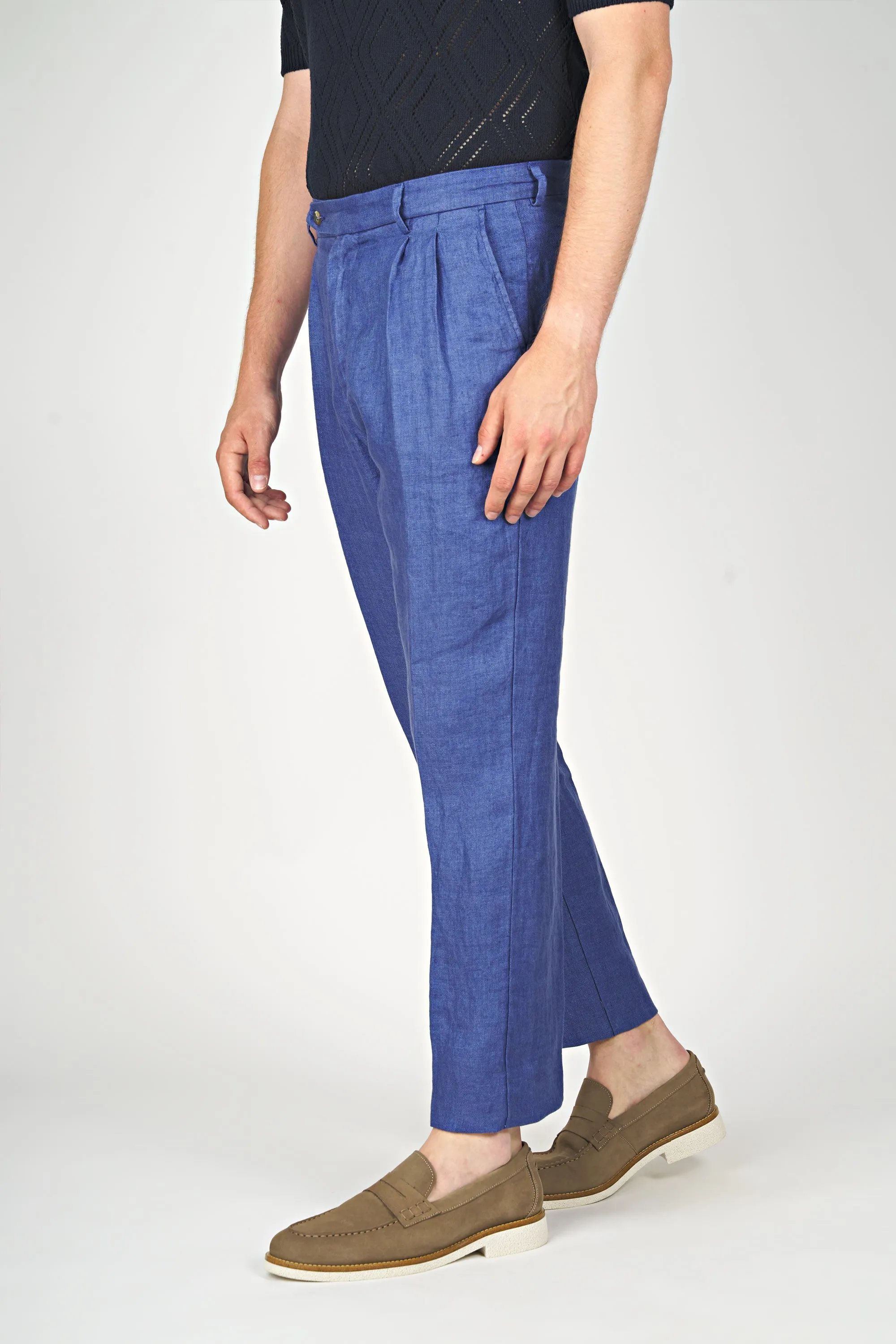 Double Pleats Linen Trousers