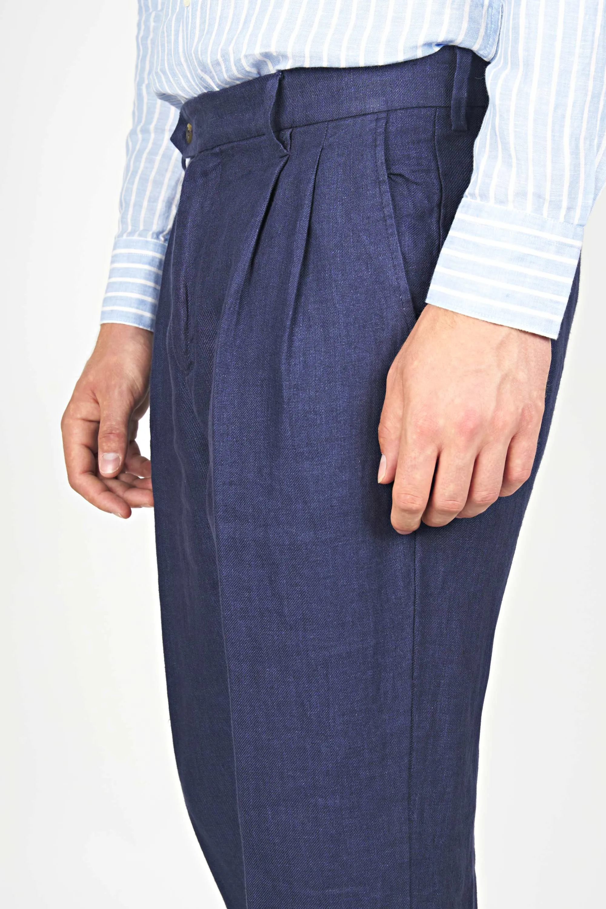 Double Pleats Linen Trousers