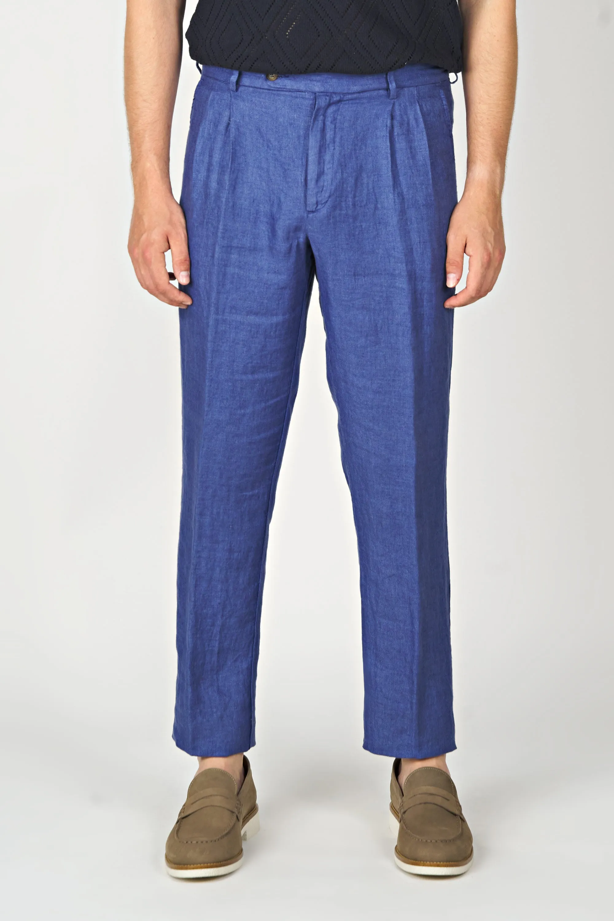 Double Pleats Linen Trousers