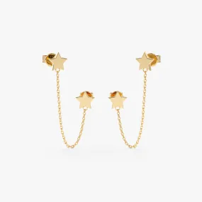 Double Star Chain Earrings, Stella