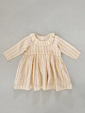 drew layered collar dress in melon mattress stripe