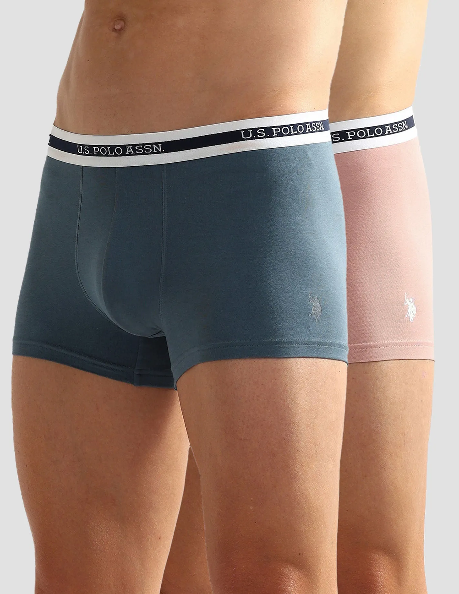 Elastic Waistband Ribbed Solid OET09 Trunks - Pack Of 2