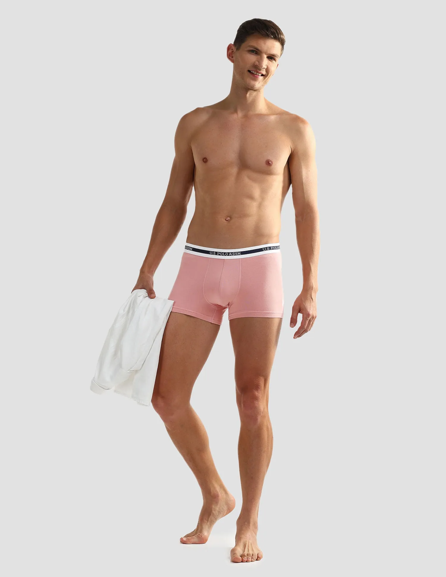 Elastic Waistband Ribbed Solid OET09 Trunks - Pack Of 2