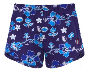 Girls UPF 50  Recycled Poly Printed Swim Trunks | Blue Hawaii