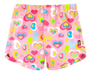 Girls UPF 50  Recycled Poly Printed Swim Trunks | Hearts