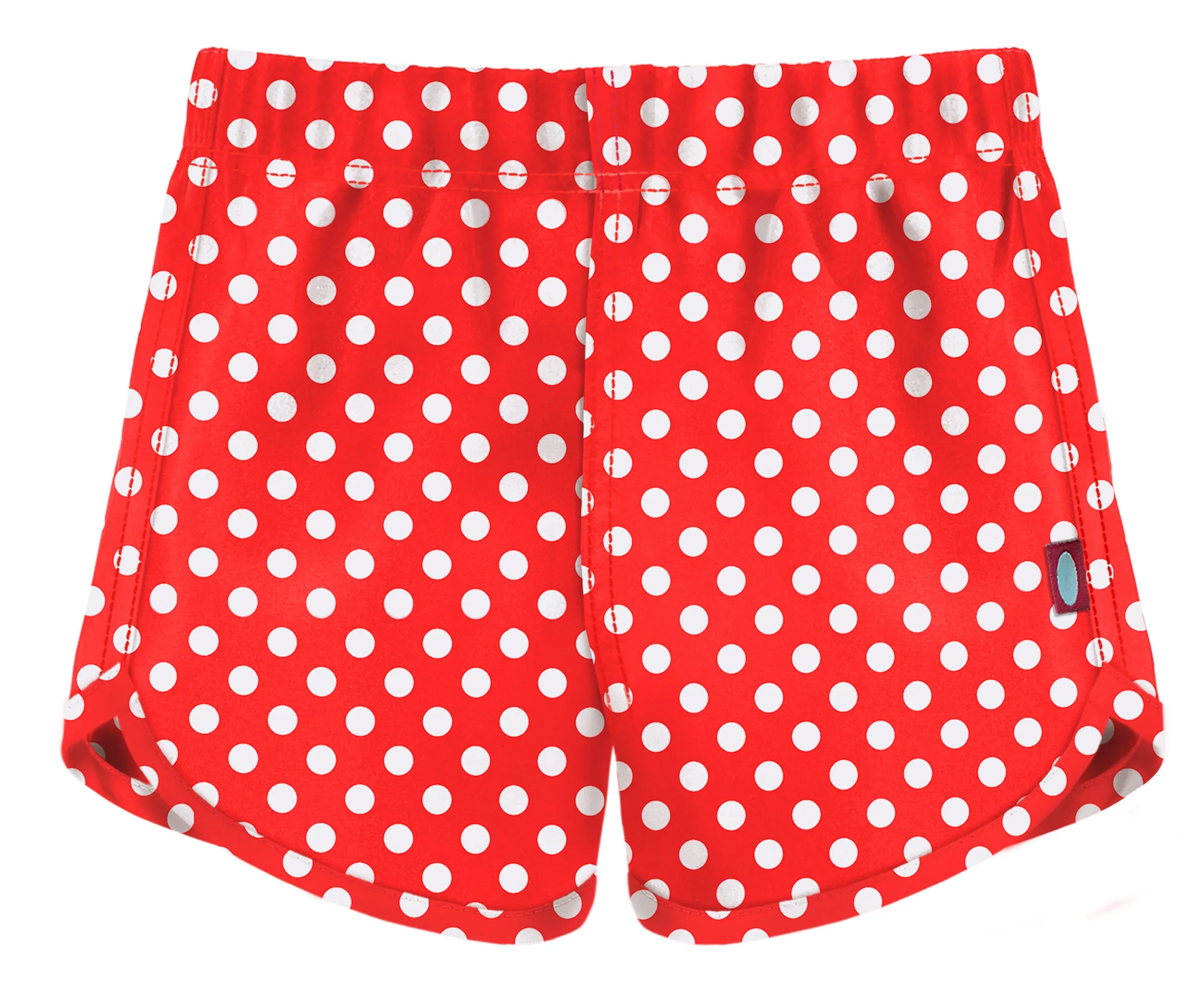 Girls UPF 50  Recycled Poly Printed Swim Trunks | Pokadots Red