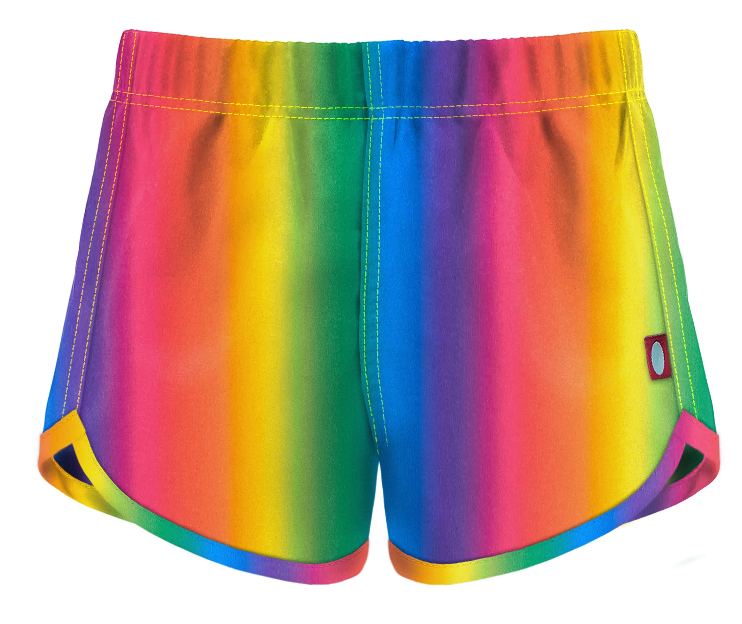 Girls UPF 50  Recycled Poly Printed Swim Trunks | Rainbows