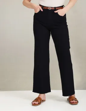 High Rise Wide Leg Rinsed Premium Jeans