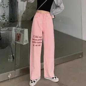 High-Waist Jeans With French Lettering