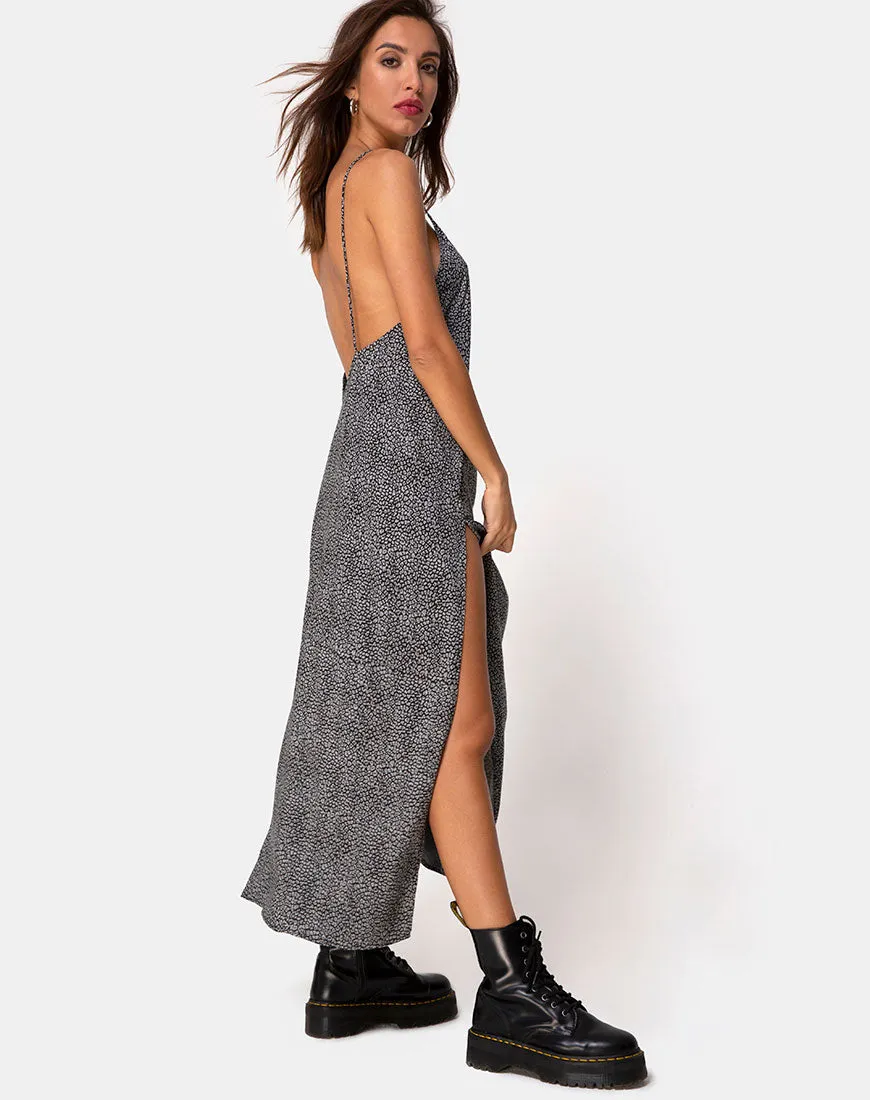 Hime Maxi Dress in Ditsy Leopard Grey