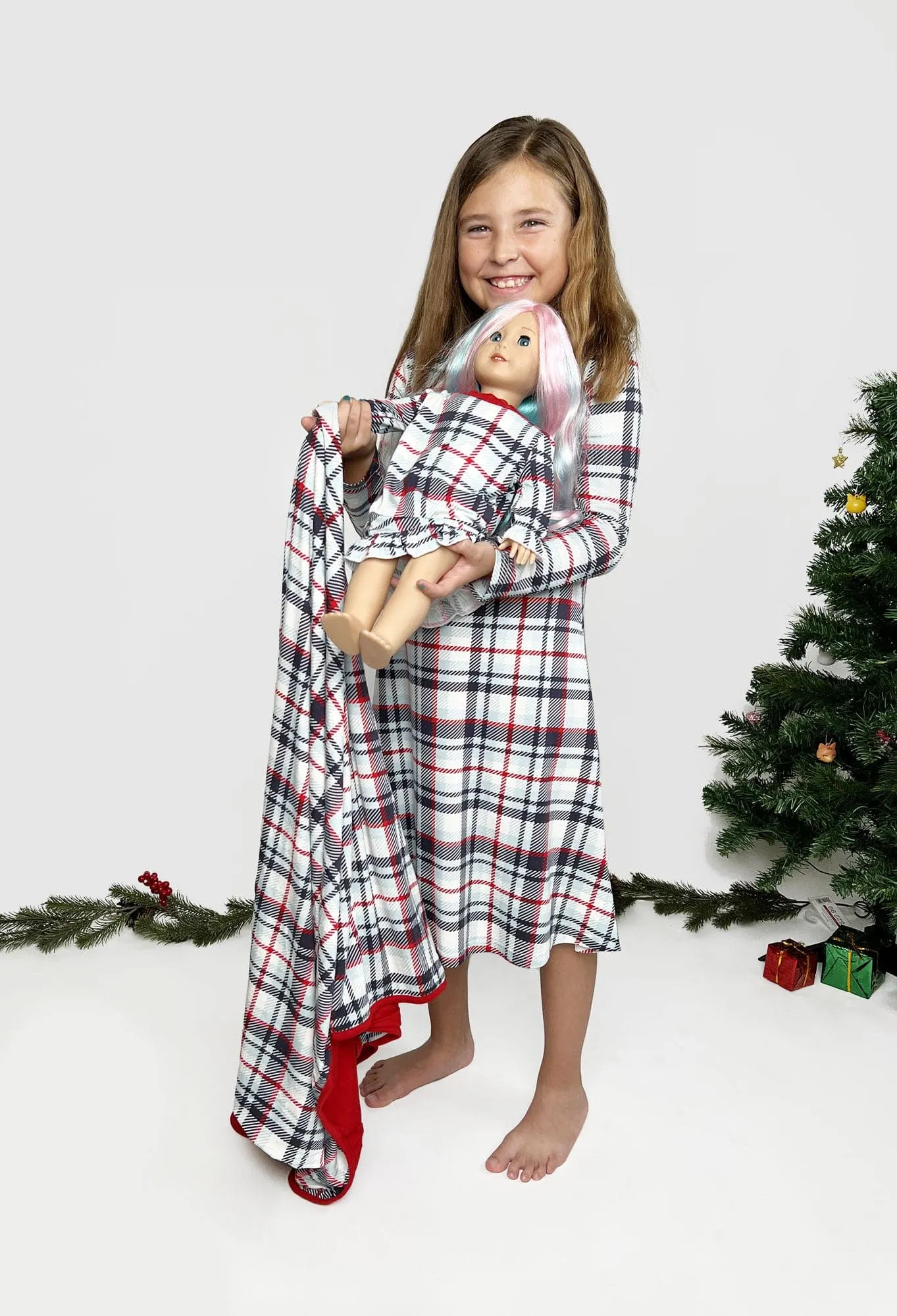 Holiday Plaid / Red Bamboo Blanket