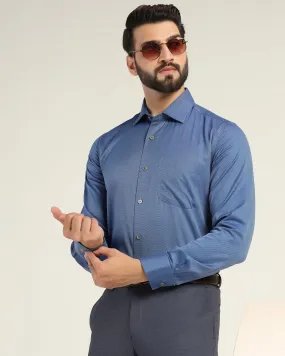 Luxe Formal Blue Textured Shirt - Fixer