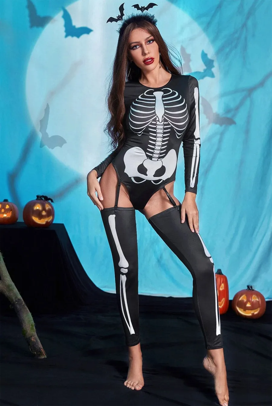 Sexy Skeleton Halloween Bodysuit Costume