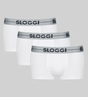 Sloggi Men GO- 3-Pack Low Rise Hipster Boxers, All White - Pants / 0003