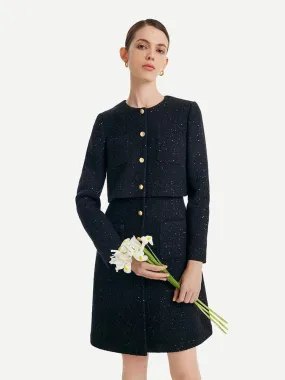 Tweed Fake Two-piece Tailored Wool Dress