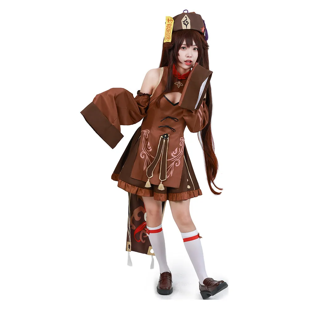 VeeGet Genshin Impact Hu Tao Cosplay Costume Original Design Zombie‘s Style Dress Costume Outfits for Halloween Carnival Suit