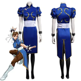 VeeGet VeeGet Game Street Fighter SF Chun Li Cheongsam Dress Outfits Halloween Carnival Suit Cosplay Costume