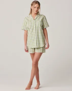 Women's Crisp Cotton Short Pyjama Set – Field Green Gingham